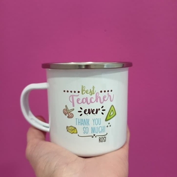 Taza vintage peltre personalizada - Imagen 1